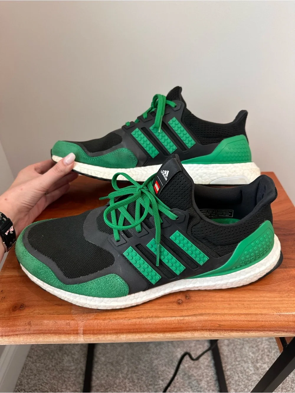 adidas Ultraboost DNA x LEGO Core Black Green Sneakers H67954 Mens Size 11.5